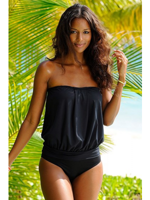 Black Halter Adjustable Spaghetti Straps Close-fitting Waistband Tankini Set