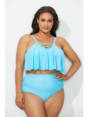 Mint Strappy Scoop Neck High Waist Bikini Set