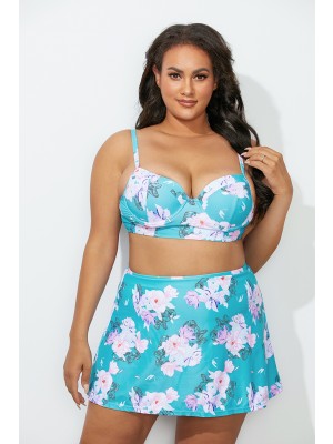 Aqua Floral Underwire Bikini Set