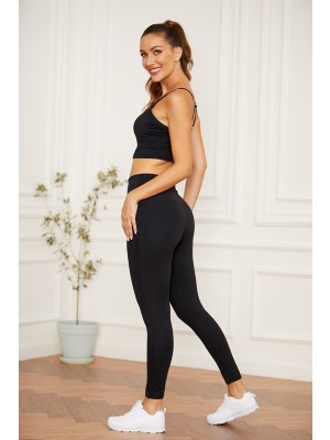 Solid Black High Waist Yoga Set