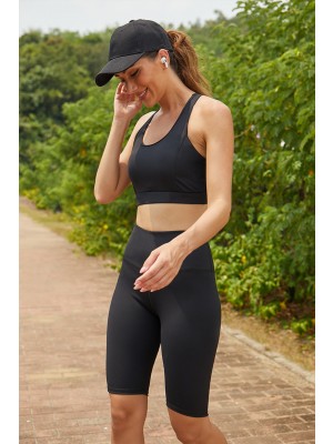 Solid Black Sporty Yoga Set