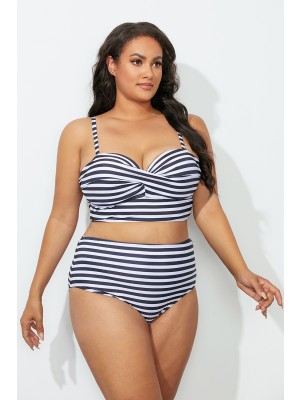 Striped Lightly Lined Underwire Bikini Set