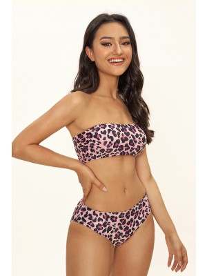 Leopard Print Bandeau Bikini Set
