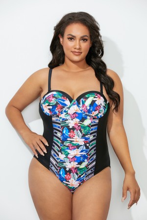 Yin Cut Out Mesh Underwire One Piece Swimsuit