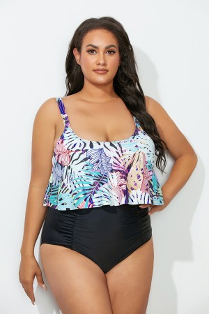 Tropical Jungle  Crop High Waist Bikini Set