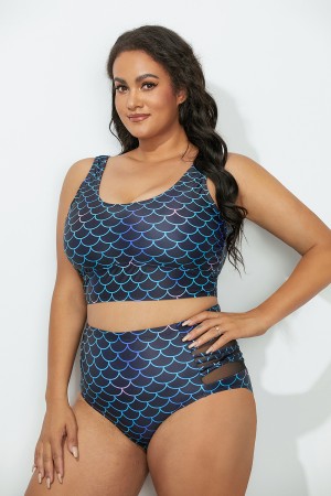 Black Mermaid Wireless Scoop Neck Bikini Set