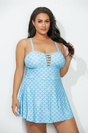 Mermaid Peplum Skirt Swim Dress