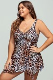 Leopard V Neck HandkerchiefHem Swimdress