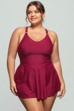 Solid Pink V Neck Crossback Swimdress