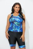 CHLORINE RESISTANT HIGH NECK RACERBACK TANKINI SET WITH BIKE SHORT