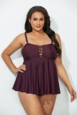 PLUM LATTICE WIRELESS TANKINI SET