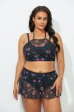 BLACK FLORAL HIGH NECK BIKINI SET