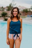 Navy Mauve Stripe