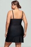 Solid Black Twist Front Bandeau Swimdress