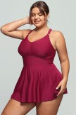 Solid Pink V Neck Crossback Swimdress