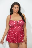DISNEY MINNIE MOUSE RED RETRO LATTICEFRONT PEPLUM ONEPIECE SWIMSUIT
