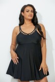 Black Lattice VNeck Swimdress