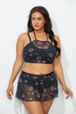 BLACK FLORAL HIGH NECK BIKINI SET