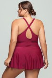 Solid Pink V Neck Crossback Swimdress