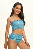 Blue Pleat High Waist Bikini Set