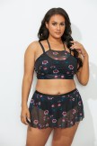 BLACK FLORAL HIGH NECK BIKINI SET