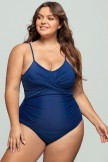 Solid Navy Twist Front Strappy OnePiece Swimsuit