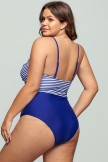 Striped Wrap V Neck OnePiece Swimsuit