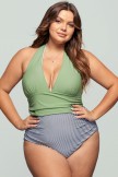 Halter V Neck Backless OnePiece Swimsuit