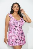 Pink Paisley Ruffle Neck Swimdress