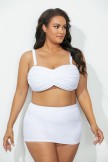 VALENTINE WHITE BANDEAU BIKINI WITH SHIRRED SKIRT