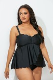 Black Plus Size Cross Back Two Piece Swimsuit