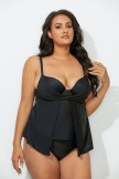 BLACK FAUX FLYAWAY UNDERWIRE TANKINI