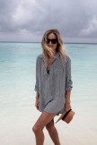 Leisure Lace Up Striped Printed  Cover Up