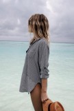 Leisure Lace Up Striped Printed  Cover Up