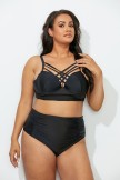 Strappy Neck Detail High Waist Bikini Swimsuit