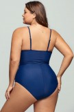 Solid Navy Twist Front Strappy OnePiece Swimsuit