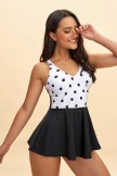 Polka Dot Print V neck Tankini Set