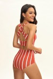 Striped High Waist Bikini Set
