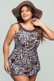 Leopard High Neck Mesh Swimdress