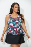DERBY SIDE TIE BLOUSON TANKINI WITH SKIRT