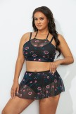 BLACK FLORAL HIGH NECK BIKINI SET