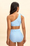 Striped Ruffle One Shoulder Bikini Set