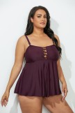 PLUM LATTICE WIRELESS TANKINI SET