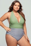 Halter V Neck Backless OnePiece Swimsuit