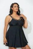 Black Lattice VNeck Swimdress