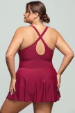 Solid Pink V Neck Crossback Swimdress