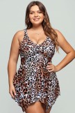 Leopard V Neck HandkerchiefHem Swimdress