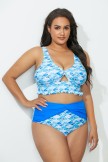 BLUE MERMAID RUFFLE MIDKINI SWIM BIKINI SET
