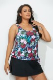 DERBY SIDE TIE BLOUSON TANKINI WITH SKIRT