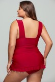 Ruched V Neck Wide Straps Swimdress